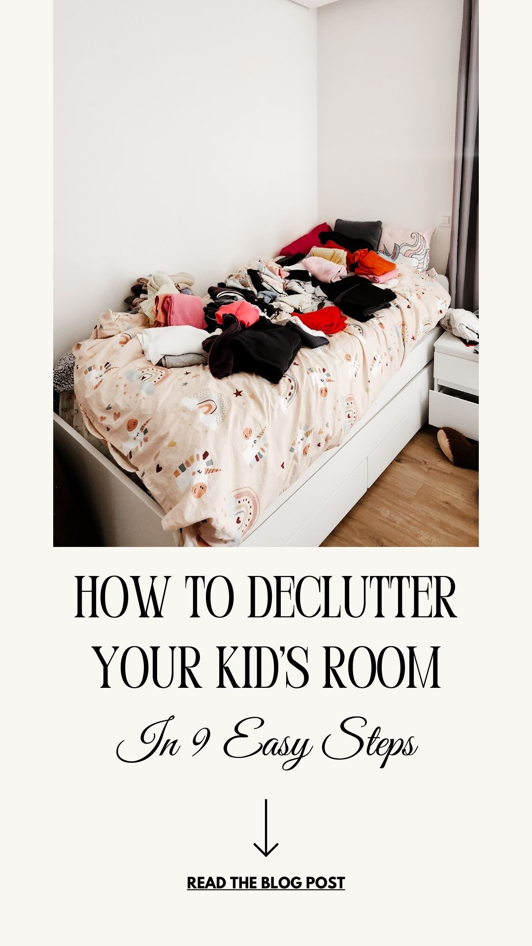 how to declutter kid's room pin
